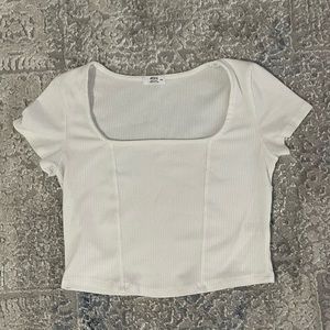 Ardene - White square neck crop top - size M